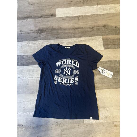 New York Yankees Shirt Womens Large Navy Blue MLB Baseball 2024 World Series Tee - Picture 1 of 10